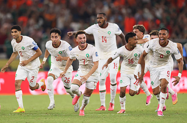 Les joueurs du Maroc célèbrent leur qualification face aux Pays-Bas en huitièmes de finale de la Coupe du Monde 2026.
