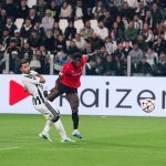 Aboubakar Nagida avec le Stade Rennais face à la Juventus en Ligue Europa.