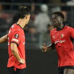 Aboubakar Nagida avec le Stade Rennais en Ligue Europa.