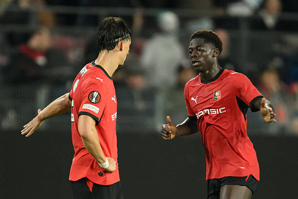Aboubakar Nagida avec le Stade Rennais en Ligue Europa.